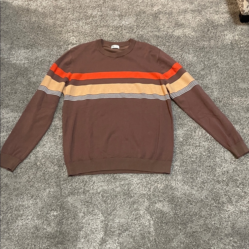 EC ZYIA Active Brown Striped Long Sleeved Sweater - Size M